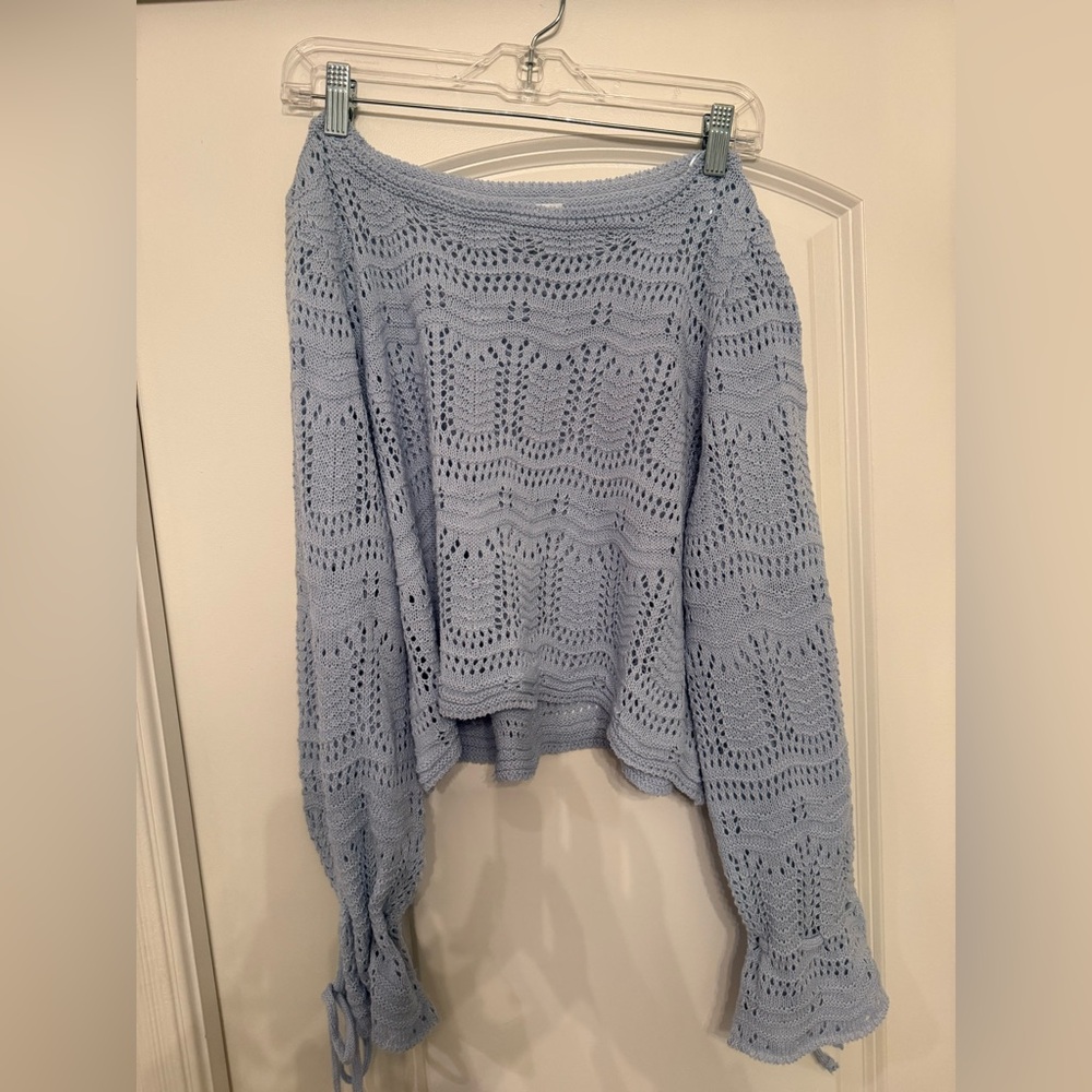 Le Lis Light Blue Off-the-Shoulder Sweater